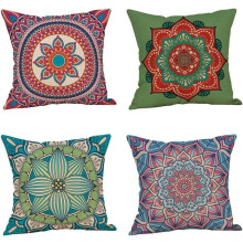 Zestaw 4 poszewek na poduszki z motywem mandali w stylu retro, 18x18