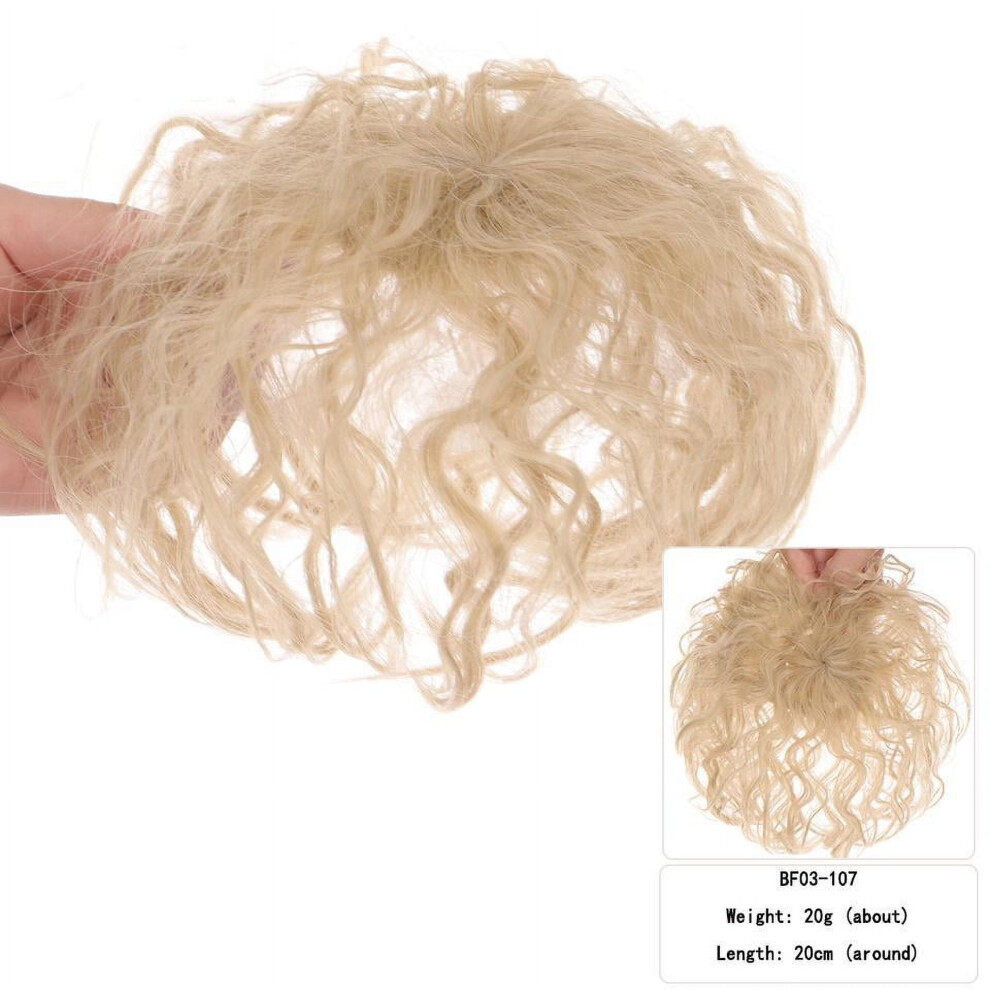 Unisex Dirty Blonde Short Curly Human Hair Topper, Fluffy Clip-In Hairpiece For Women Â Compatible With All Hair Types