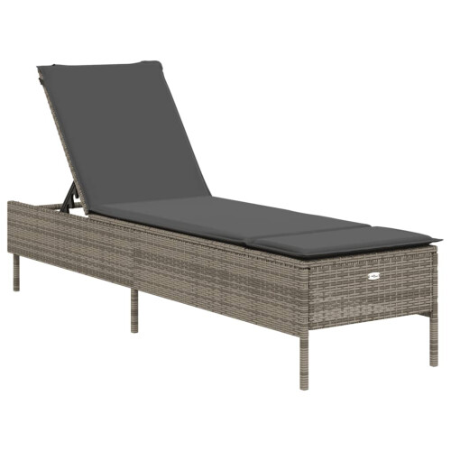 VidaXL vidaXL Sonnenliege mit Auflage Grau Poly Rattan