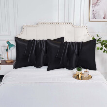 Silky Feel Reversible Satin Pillowcase Set of 2, 20x36 Inch Solid Color Standard Size Sleeping Pillow Cover with Hidden Zipper for Bedroom
