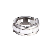 Anello da donna deformabile in acciaio inossidabile e ceramica, 7 mm, bianco
