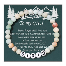 Agate Letter Mama Handmade Beaded Bracelet Mother's Day Father's Day Gift Bracelet With Greeting Cards