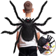 EGYMEN Kæmpe edderkop plyslegetøj, 122 cm Halloween havedekoration med bærestropper – kompatibel med udendørs fester og hjemsøgte huse