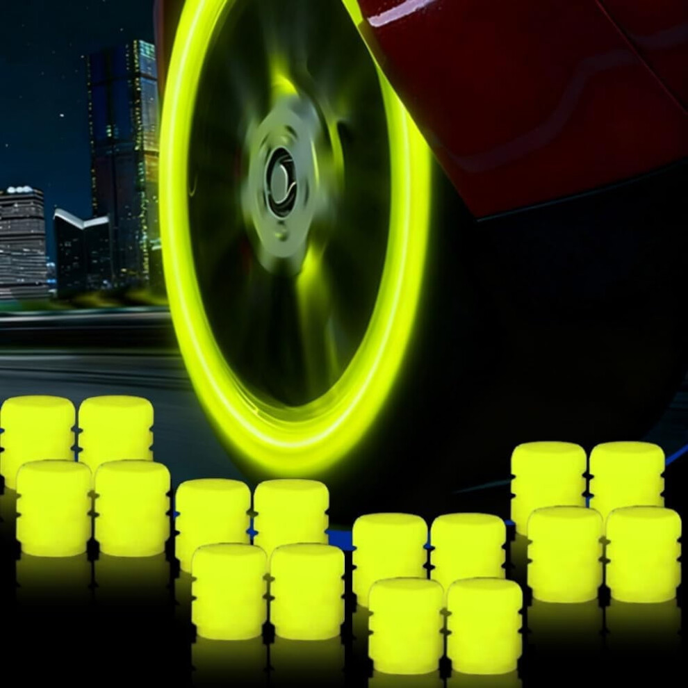 Glow-In-The- Tire Valve Stem Caps Â Fluorescent Abs Caps Compatible With Car, Truck, Suv, Motorcycle, Bike Dark 9489952054025