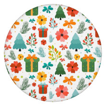 Nappe ronde de 132 cm (52 pouces) avec bord élastique, motifs festifs pour protéger et décorer votre table, idéale pour les fêtes de fin