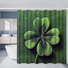 Perdea de duș pentru baie, impermeabilă, cu model de trifoi verde, poliester, 70x70inch, Ziua Sfântului Patrick