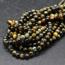 Natural Yellow Blue Tiger Eye Gemstone Round Beads - 4mm, 6mm, 8mm, 10mm, 12mm-8 mm