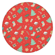 Nappe ronde au design joyeux et lumineux, 132 cm (52 pouces), avec bord élastique pour rester en place pendant le service du repas de Noël