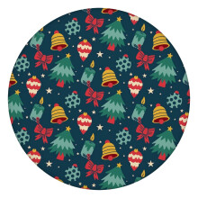 Christmas Round Tablecloth, 44" with Elastic Hem, Festive Holiday Table Cover for Dinner Parties & Family Gatherings