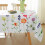 Toalha de mesa impermeável de poliéster com estampa floral de borboletas, 152 x 305 cm (60 x 120 polegadas), em tons de roxo e azul, resistente a 1