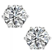 Real Moissanite Solitaire Stud Earrings - GRA Certified D VVS1 Sterling Silver