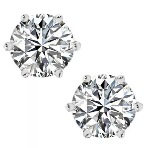 Real Moissanite Solitaire Stud Earrings - GRA Certified D VVS1 Sterling Silver