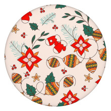Holiday Entertaining Solution: 44-Inch Round Tablecloth with Elastic Hem and Christmas Themed Artwork for Decor