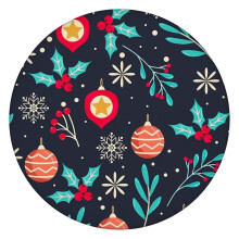 Nappe ronde de 132 cm (52 pouces) à motifs de Noël avec bordure élastique, résistante aux taches, idéale pour les fêtes et célébrations.