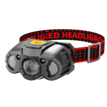 Hoofdlamp met intelligente sensor, oplaadbare outdoorlamp, jachtlamp, draagbare hoofdlamp voor vissen, kamperen en wandelen.