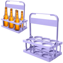 Porte-bouteilles en plastique, porte-bouteilles portable, porte-gobelets pliable à 6 trous avec poignée pour la maison, le camping et les