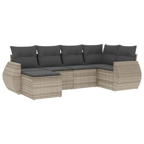VidaXL vidaXL 6-tlg. Garten-Sofagarnitur mit Kissen Hellgrau Poly Rattan