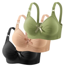 Conjunto de 3 sutiãs femininos sem aro, com cobertura total, alças ajustáveis, tamanho grande, para uso diário, sem aro, com suporte total (A01