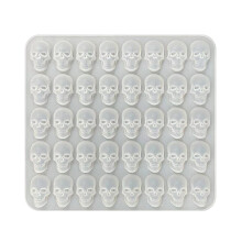 Liquidation ! Moule à bonbons en silicone alimentaire 3D en forme de crâne, 40 cavités (blanc transparent) – Compatible avec la cuisson