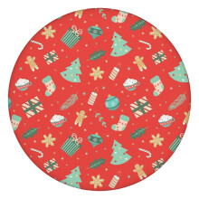 44-inch Round Christmas Tablecloth with Elastic Hem for Secure Fit & Furniture Protection