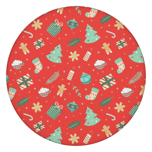 Toalha de mesa redonda de Natal de 112 cm (44 polegadas) com bainha elástica para um ajuste seguro e proteção dos móveis.