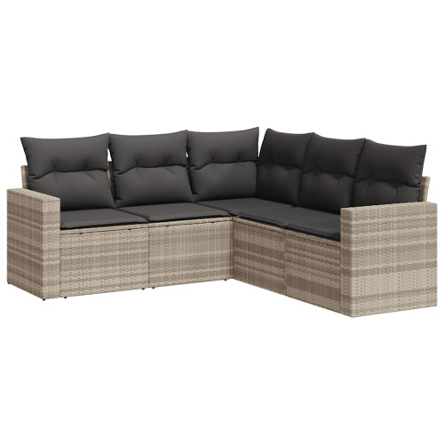 VidaXL vidaXL 5-tlg. Garten-Sofagarnitur mit Kissen Hellgrau Poly Rattan