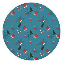 Snowflake Design Round Tablecloth with Elastic Edge, 44-Inch Durable Table Cover for Christmas, New Year Events, and Parties