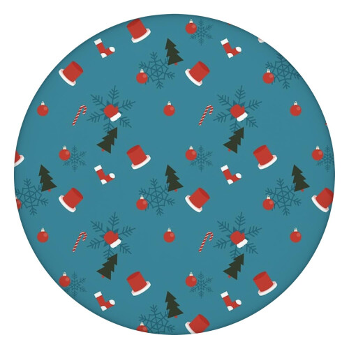 Toalha de mesa redonda com estampa de floco de neve e borda elástica, 112 cm (44 polegadas), resistente e ideal para o Natal, Ano Novo e outras