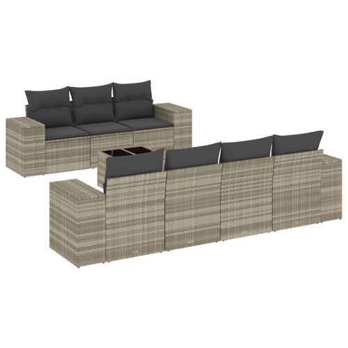 VidaXL vidaXL 8-tlg. Garten-Sofagarnitur mit Kissen Hellgrau Poly Rattan