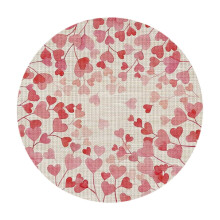 Hartvormige ronde placematset voor Valentijnsdag, jubileum, bruiloft, restauranttafeldecoratie, warmte-isolerende linnen mat 14,2 x 14,2 inch B