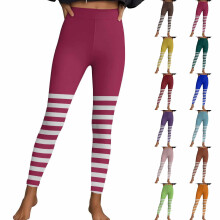 Women's Red and White Striped Tights Christmas Thermal