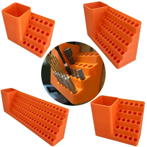 Drill Bit Storage Rack with Cup Holder 12 Slots