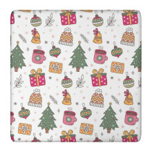 Christmas Celebration Tablecloth 36x36 Square Size, Elastic Edges Ensure Secure Fit, Quality Spandex Resists Wrinkles During Christmas Parties