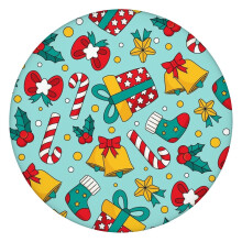 Nappe ronde de 132 cm (52 pouces) pour les repas de fêtes, ourlet élastique, motif festif de Noël pour les dîners