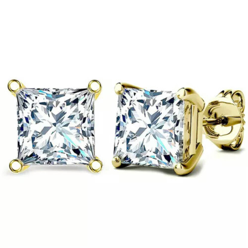 Real Moissanite Solitaire Stud Earrings - GRA Certified D VVS1 Sterling Silver 2