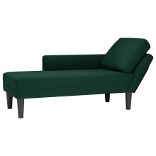 vidaXL Chaiselongue mit Kissen und Rechter Armlehne Dunkelgrün Samt