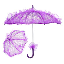 Purple Lace Foldable Wedding Umbrella 56.5cm Romantic Accessory