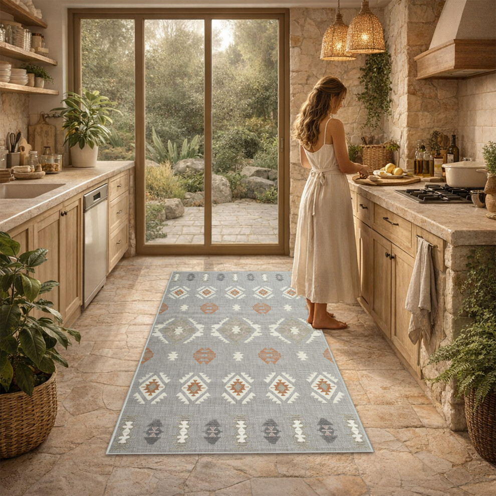 Imperial Rooms (80X150 Cm, Nova- Printed Rug) Modern Non-Slip Rugs Printed Geometric Carpet Mat Multicoloured