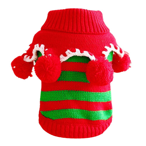 Christmas Striped Cat Sweater Soft Warm High-Stretch 2