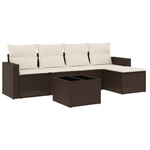 VidaXL vidaXL 6-tlg. Garten-Sofagarnitur mit Kissen Braun Poly Rattan
