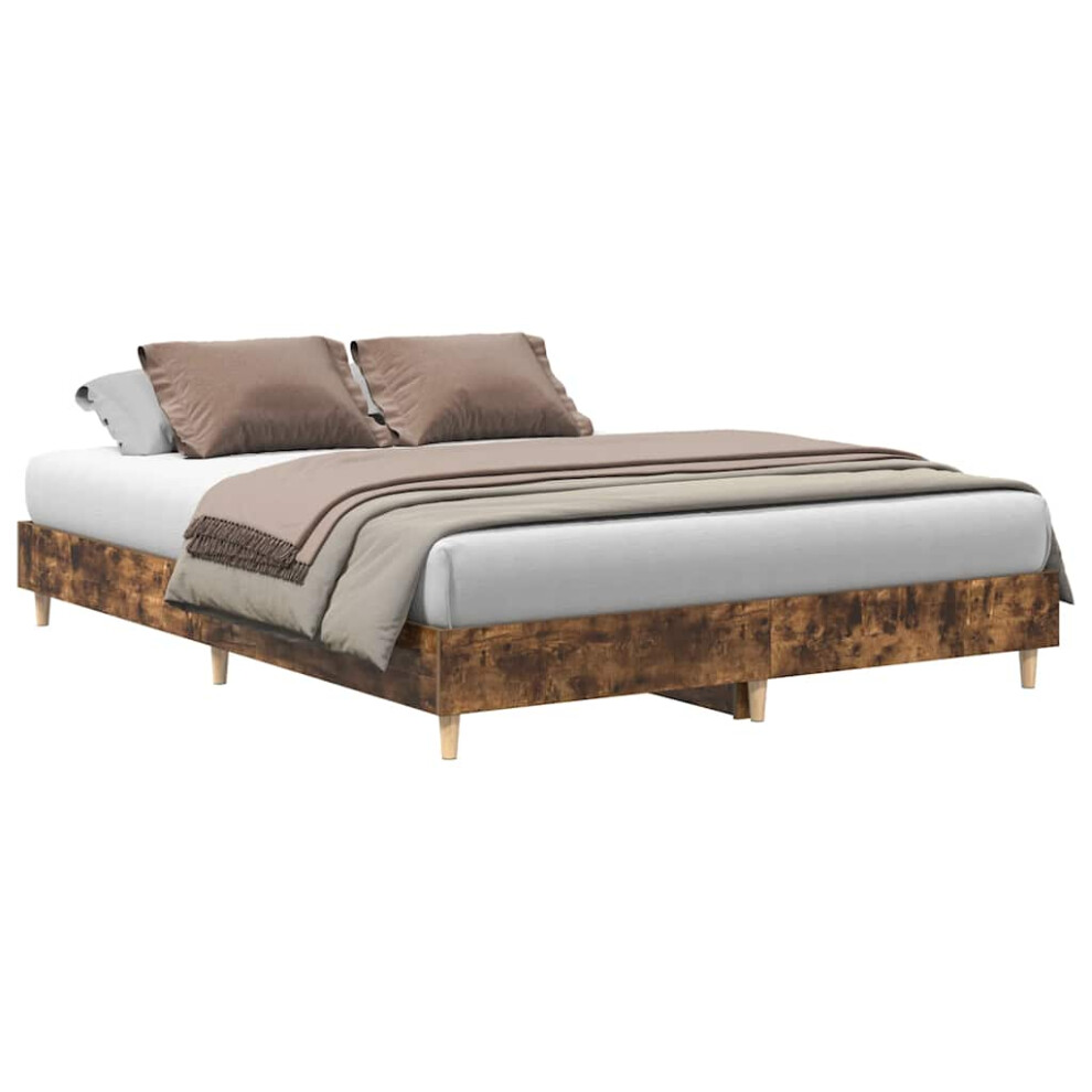 Vidaxl Bed Frame | Smoked Oak | Engineered Wood | Double | Durable