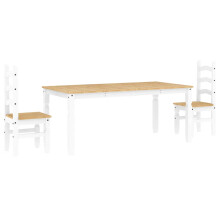 vidaXL 3 Piece Dining Set PANAMA White Solid Wood Pine