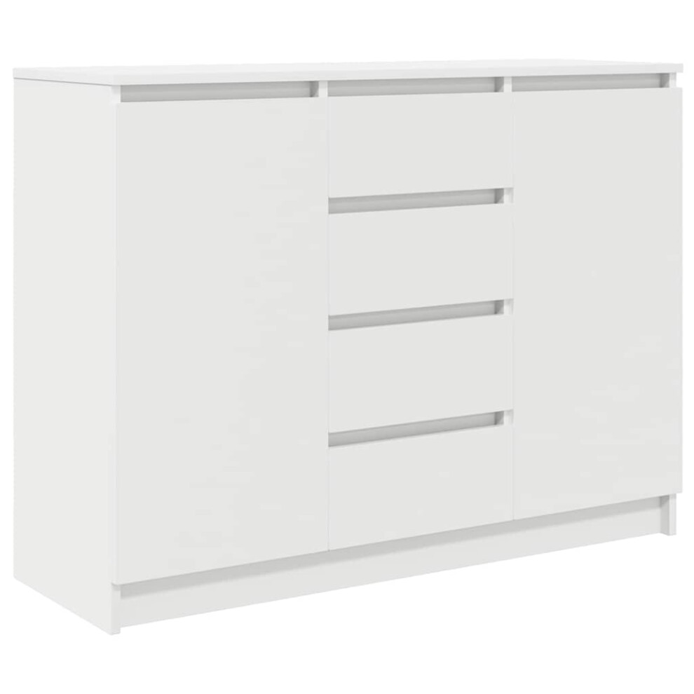 VIDAXL Sideboard - 2 Door 4 Drawer - White - Wood - 76 x 100.5 x 35cm - Image 3