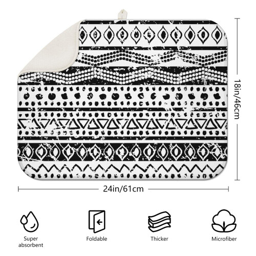 18x24 Inch boho kitchen dish drying mat crafted from quick-dry microfiber, washable, decorative, and multi-use 1