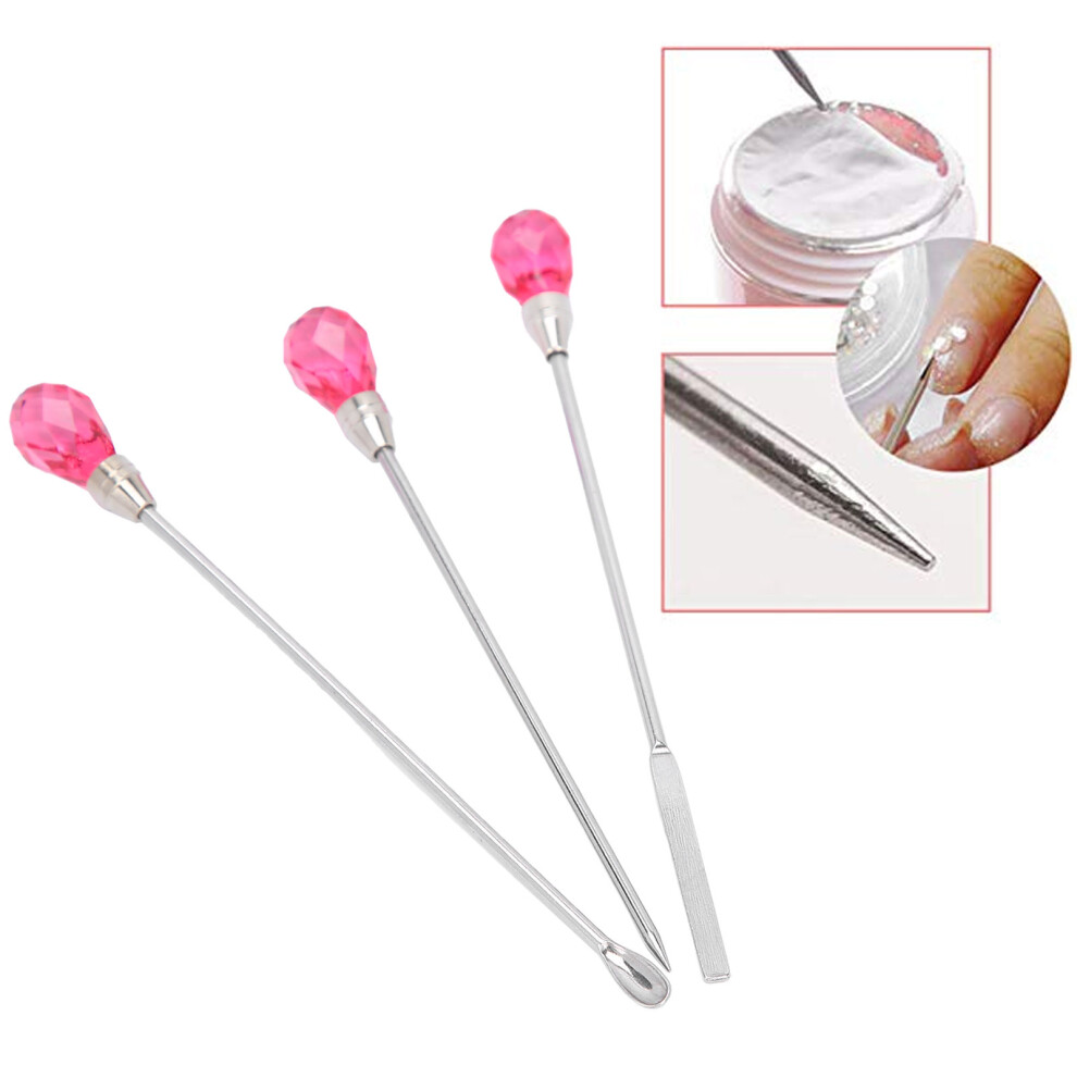 Stainless Steel Nail Art Spatula & Stirring Set 3Pcs for Accurate DIY Manicure