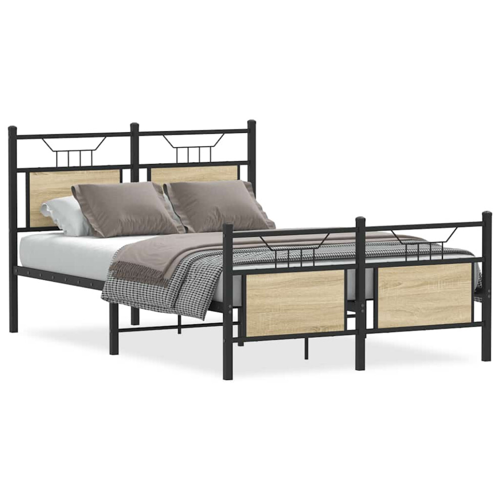 Vidaxl Bed Frame Without Mattress Sonoma Oak 120X190 Cm Small Double Engineered Wood