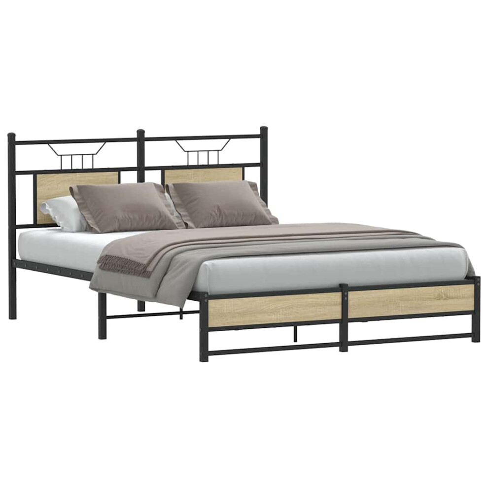 Vidaxl Bed Frame Without Mattress Sonoma Oak 140X200 Cm Engineered Wood