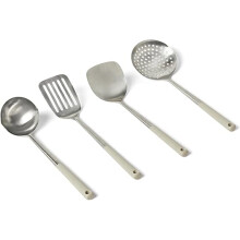 Kochlöffel- und Schöpfkellen-Set aus Edelstahl, 4-teilig, mit Softgriff