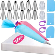 100-teiliges Spritzbeutel- und Tüllenset, Einweg-Spritzbeutel zum Dekorieren von Torten