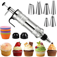 Dessert-Dekorationsspritzen-Set, 6 Edelstahl-Spritzdüsen